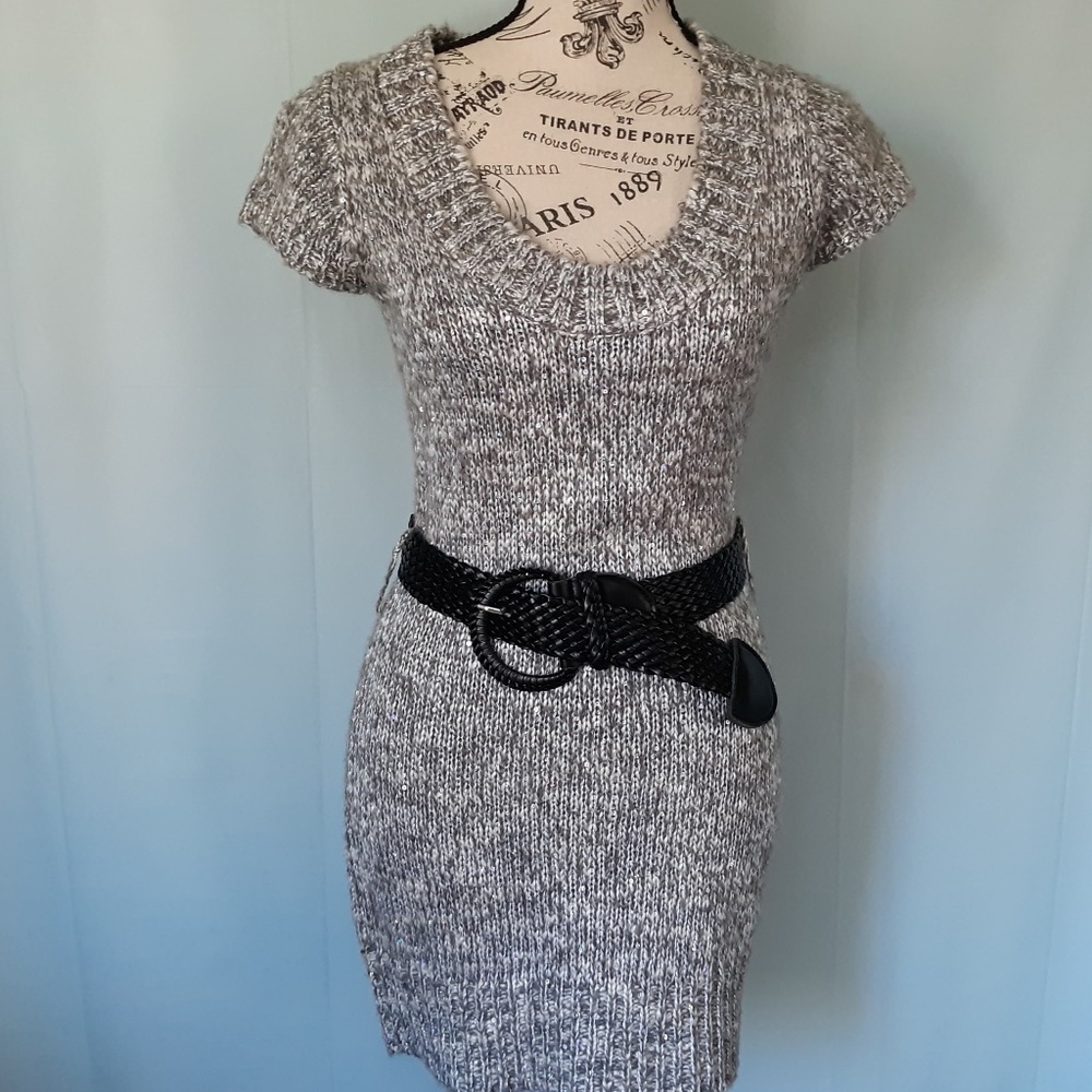 DOTS SEQUIN KNIT SWEATER DRESS